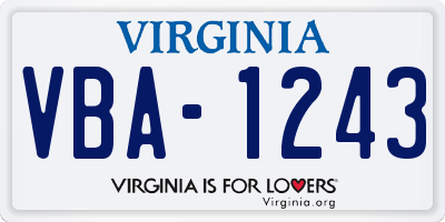 VA license plate VBA1243