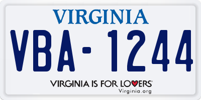 VA license plate VBA1244