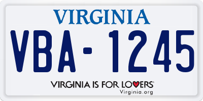 VA license plate VBA1245