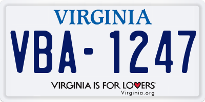 VA license plate VBA1247