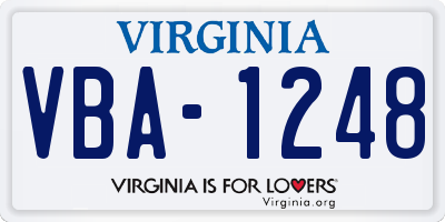 VA license plate VBA1248