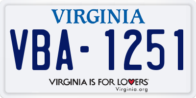 VA license plate VBA1251