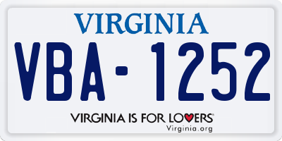VA license plate VBA1252