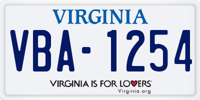 VA license plate VBA1254