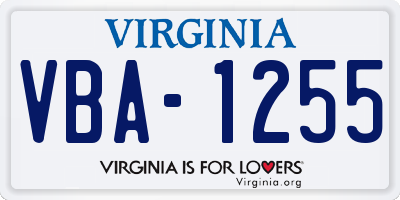 VA license plate VBA1255