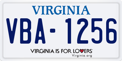 VA license plate VBA1256