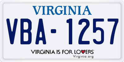 VA license plate VBA1257