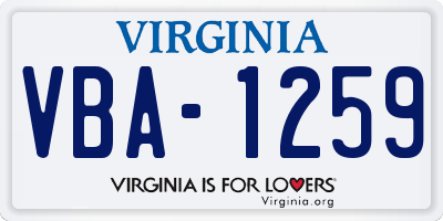 VA license plate VBA1259
