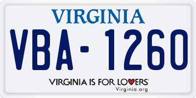 VA license plate VBA1260