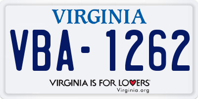 VA license plate VBA1262