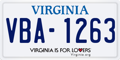 VA license plate VBA1263