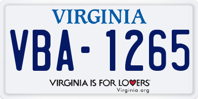 VA license plate VBA1265