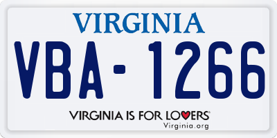 VA license plate VBA1266