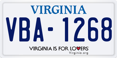 VA license plate VBA1268