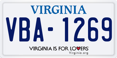 VA license plate VBA1269