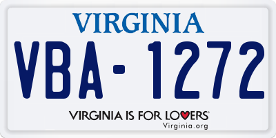 VA license plate VBA1272