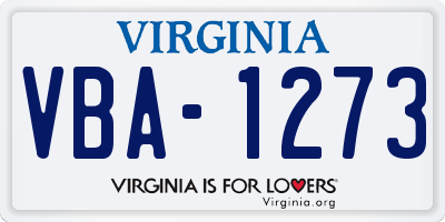 VA license plate VBA1273