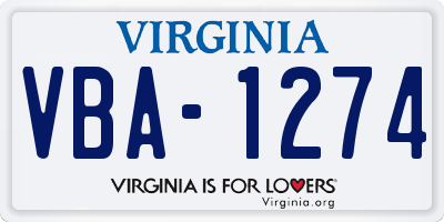 VA license plate VBA1274