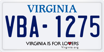 VA license plate VBA1275