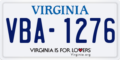 VA license plate VBA1276