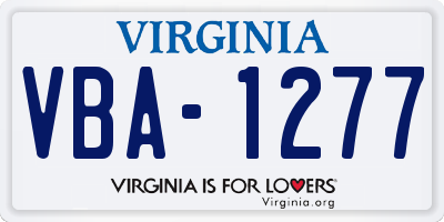VA license plate VBA1277