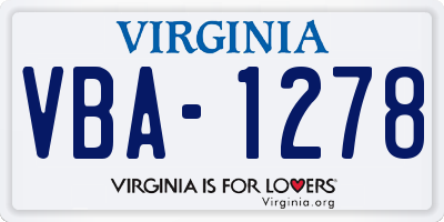 VA license plate VBA1278