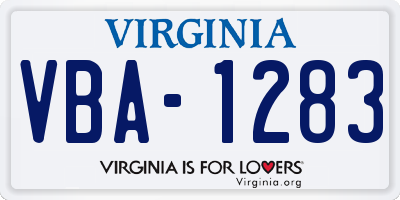 VA license plate VBA1283