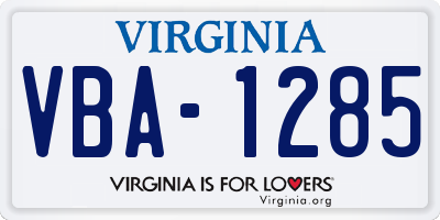 VA license plate VBA1285