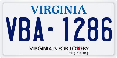 VA license plate VBA1286