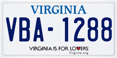 VA license plate VBA1288