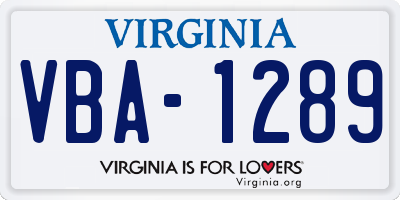 VA license plate VBA1289