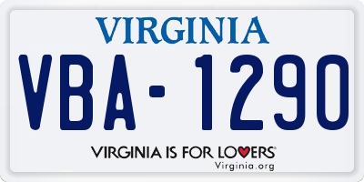 VA license plate VBA1290
