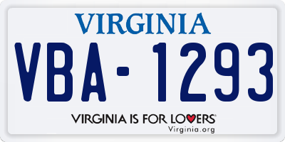 VA license plate VBA1293