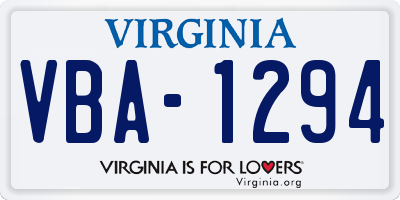 VA license plate VBA1294