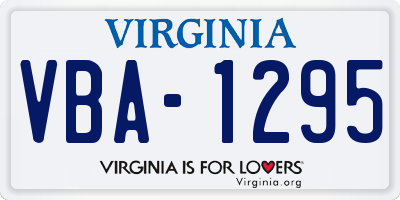 VA license plate VBA1295