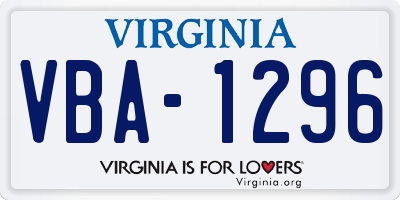 VA license plate VBA1296