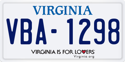 VA license plate VBA1298