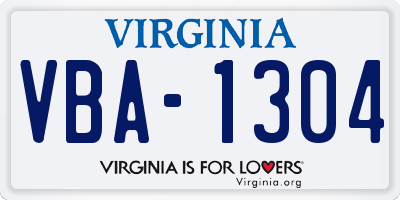 VA license plate VBA1304