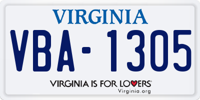 VA license plate VBA1305