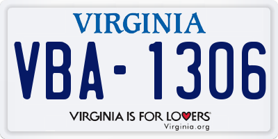 VA license plate VBA1306