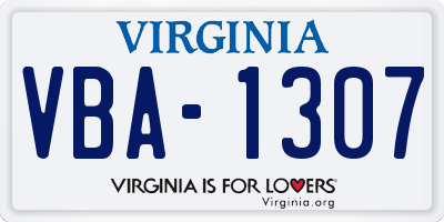 VA license plate VBA1307