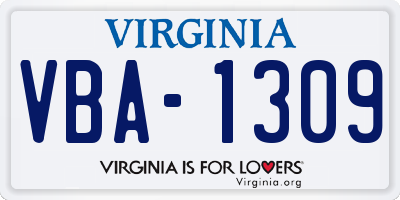 VA license plate VBA1309