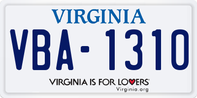 VA license plate VBA1310