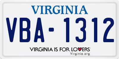 VA license plate VBA1312