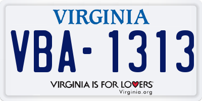 VA license plate VBA1313