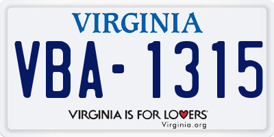 VA license plate VBA1315