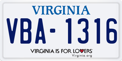 VA license plate VBA1316