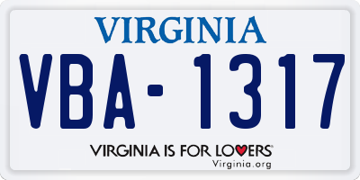VA license plate VBA1317