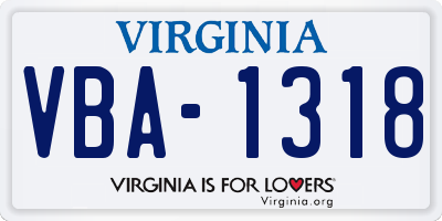 VA license plate VBA1318