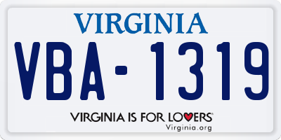 VA license plate VBA1319